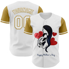 Laden Sie das Bild in den Galerie-Viewer, Custom White Old Gold 3D Pattern Design Mother's Day Family Love Authentic Baseball Jersey