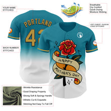 Laden Sie das Bild in den Galerie-Viewer, Custom Teal Old Gold-Black 3D Pattern Design Gradient Mother's Day Flower Authentic Baseball Jersey