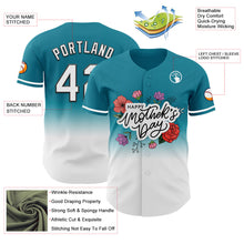 Laden Sie das Bild in den Galerie-Viewer, Custom Teal White-Black 3D Pattern Design Gradient Mother's Day Flower Authentic Baseball Jersey