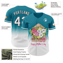 Laden Sie das Bild in den Galerie-Viewer, Custom Teal White-Black 3D Pattern Design Gradient Mother's Day Flower Authentic Baseball Jersey