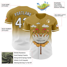 Laden Sie das Bild in den Galerie-Viewer, Custom Old Gold White-Black 3D Pattern Design Gradient Mother's Day Flower Authentic Baseball Jersey