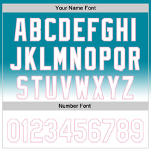 Laden Sie das Bild in den Galerie-Viewer, Custom Teal White-Light Pink 3D Pattern Design Gradient Mother's Day Love And Flower Authentic Baseball Jersey