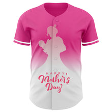 Laden Sie das Bild in den Galerie-Viewer, Custom Pink White-Neon Pink 3D Pattern Design Gradient Mother's Day Family Love Authentic Baseball Jersey