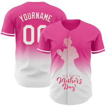Laden Sie das Bild in den Galerie-Viewer, Custom Pink White-Neon Pink 3D Pattern Design Gradient Mother's Day Family Love Authentic Baseball Jersey