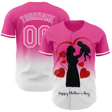 Laden Sie das Bild in den Galerie-Viewer, Custom Pink White 3D Pattern Design Gradient Mother's Day Family Love Authentic Baseball Jersey