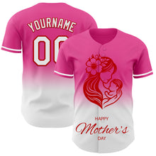 Laden Sie das Bild in den Galerie-Viewer, Custom Pink White-Red 3D Pattern Design Gradient Mother's Day Family Love Authentic Baseball Jersey