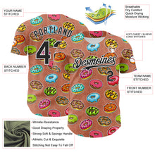 Laden Sie das Bild in den Galerie-Viewer, Custom Brown Black-White 3D Pattern Design Foodie Food Dessert Doughnut Authentic Baseball Jersey
