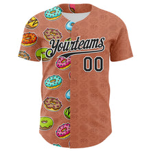 Laden Sie das Bild in den Galerie-Viewer, Custom Brown Black-White 3D Pattern Design Foodie Food Dessert Doughnut Authentic Baseball Jersey
