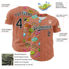 Laden Sie das Bild in den Galerie-Viewer, Custom Brown Black-White 3D Pattern Design Foodie Food Dessert Doughnut Authentic Baseball Jersey