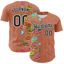 Laden Sie das Bild in den Galerie-Viewer, Custom Brown Black-White 3D Pattern Design Foodie Food Dessert Doughnut Authentic Baseball Jersey