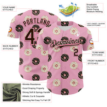 Laden Sie das Bild in den Galerie-Viewer, Custom Light Pink Brown-Neon Pink 3D Pattern Design Foodie Food Dessert Doughnut Authentic Baseball Jersey