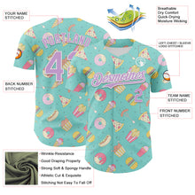 Laden Sie das Bild in den Galerie-Viewer, Custom Ice Blue Light Purple-White 3D Pattern Design Foodie Fast Food Burger Fries Pizza Authentic Baseball Jersey