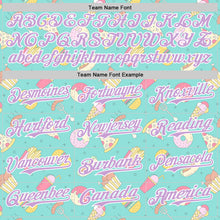 Laden Sie das Bild in den Galerie-Viewer, Custom Ice Blue Light Purple-White 3D Pattern Design Foodie Fast Food Burger Fries Pizza Authentic Baseball Jersey