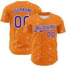 Laden Sie das Bild in den Galerie-Viewer, Custom Bay Orange Purple-White 3D Pattern Design Foodie Fast Food Cheese Pizza Dessert Ice Cream Authentic Baseball Jersey