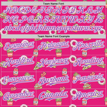 Laden Sie das Bild in den Galerie-Viewer, Custom Hot Pink Medium Purple-White 3D Pattern Design Foodie Fast Food Pizza Donut Cola Authentic Baseball Jersey