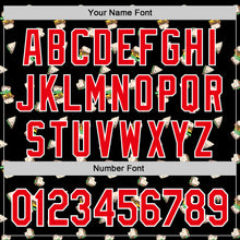 Laden Sie das Bild in den Galerie-Viewer, Custom Black Fire Red-White 3D Pattern Design Foodie Fast Food Sandwich Authentic Baseball Jersey