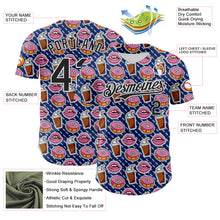 Laden Sie das Bild in den Galerie-Viewer, Custom US Navy Blue Black-White 3D Pattern Design Foodie Food Dessert Milkshake Donut Authentic Baseball Jersey