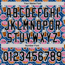 Laden Sie das Bild in den Galerie-Viewer, Custom US Navy Blue Black-White 3D Pattern Design Foodie Food Dessert Milkshake Donut Authentic Baseball Jersey