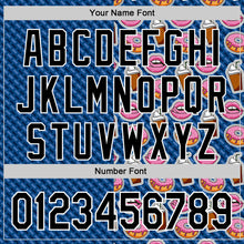 Laden Sie das Bild in den Galerie-Viewer, Custom US Navy Blue Black-White 3D Pattern Design Foodie Food Dessert Milkshake Donut Authentic Baseball Jersey