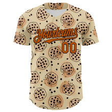 Laden Sie das Bild in den Galerie-Viewer, Custom Cream Texas Orange-Brown 3D Pattern Design Foodie Food Snack Chocolate Cookie Authentic Baseball Jersey