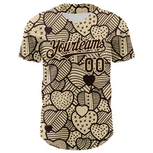 Laden Sie das Bild in den Galerie-Viewer, Custom Cream Brown 3D Pattern Design Foodie Food Snack Heart Chocolate Authentic Baseball Jersey