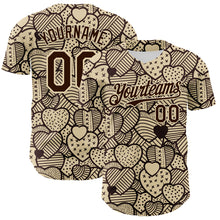 Laden Sie das Bild in den Galerie-Viewer, Custom Cream Brown 3D Pattern Design Foodie Food Snack Heart Chocolate Authentic Baseball Jersey