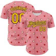 Laden Sie das Bild in den Galerie-Viewer, Custom Medium Pink Yellow-Black 3D Pattern Design Foodie Food Fruit Apple Authentic Baseball Jersey
