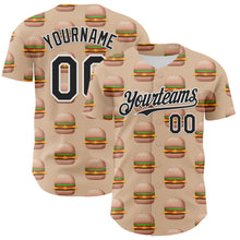 Load image into Gallery viewer, Custom Vegas Gold Black-White 3D Pattern Design Foodie Fast Food Burger Authentic Baseball Jersey