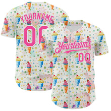 Load image into Gallery viewer, Custom White Pink 3D Pattern Design Foodie Food Dessert Ice Cream Authentic Baseball Jersey