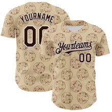 Laden Sie das Bild in den Galerie-Viewer, Custom City Cream Brown-White 3D Pattern Design Foodie Food Snack Chocolate Cookie Authentic Baseball Jersey