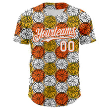 Laden Sie das Bild in den Galerie-Viewer, Custom Gold White-Orange 3D Pattern Design Foodie Food Fruit Orange Authentic Baseball Jersey