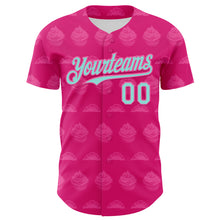 Laden Sie das Bild in den Galerie-Viewer, Custom Hot Pink Ice Blue-Pink 3D Pattern Design Foodie Food Dessert Cake Authentic Baseball Jersey