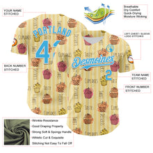Laden Sie das Bild in den Galerie-Viewer, Custom Yellow Sky Blue-White 3D Pattern Design Foodie Food Dessert Cupcake Authentic Baseball Jersey