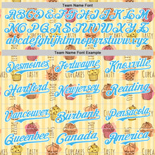 Laden Sie das Bild in den Galerie-Viewer, Custom Yellow Sky Blue-White 3D Pattern Design Foodie Food Dessert Cupcake Authentic Baseball Jersey