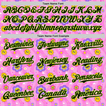 Laden Sie das Bild in den Galerie-Viewer, Custom Pink Black-Neon Green 3D Pattern Design Funny Cartoon Flower And Sun Authentic Baseball Jersey