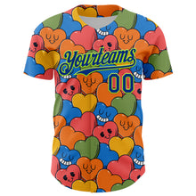 Laden Sie das Bild in den Galerie-Viewer, Custom White Royal-Neon Green 3D Pattern Design Funny Cartoon Heart Authentic Baseball Jersey
