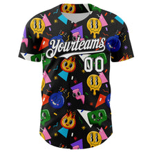 Laden Sie das Bild in den Galerie-Viewer, Custom Black White 3D Pattern Design Funny Cartoon Emoji Face Authentic Baseball Jersey
