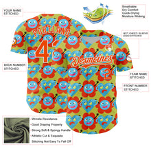Laden Sie das Bild in den Galerie-Viewer, Custom Neon Yellow Orange-White 3D Pattern Design Funny Cartoon Flower And Heart Authentic Baseball Jersey