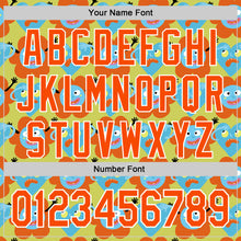 Laden Sie das Bild in den Galerie-Viewer, Custom Neon Yellow Orange-White 3D Pattern Design Funny Cartoon Flower And Heart Authentic Baseball Jersey