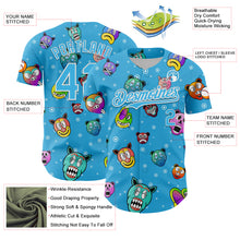 Load image into Gallery viewer, Custom Sky Blue White 3D Pattern Design Funny Cartoon Animal Authentic Baseball Jersey