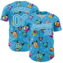 Load image into Gallery viewer, Custom Sky Blue White 3D Pattern Design Funny Cartoon Animal Authentic Baseball Jersey
