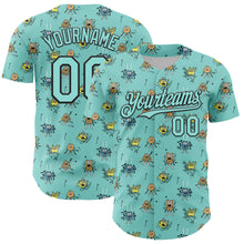 Laden Sie das Bild in den Galerie-Viewer, Custom Ice Blue Black 3D Pattern Design Funny Cartoon Monster Authentic Baseball Jersey