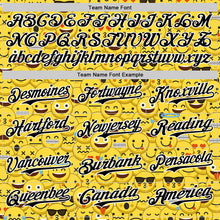 Laden Sie das Bild in den Galerie-Viewer, Custom Gold Black-White 3D Pattern Design Funny Cartoon Emoji Face Authentic Baseball Jersey