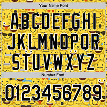 Laden Sie das Bild in den Galerie-Viewer, Custom Gold Black-White 3D Pattern Design Funny Cartoon Emoji Face Authentic Baseball Jersey