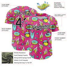 Laden Sie das Bild in den Galerie-Viewer, Custom Pink Black-White 3D Pattern Design Funny Cartoon Food Donut And Fruit Banana Authentic Baseball Jersey