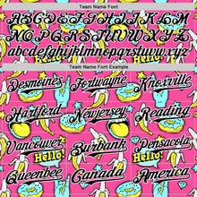 Laden Sie das Bild in den Galerie-Viewer, Custom Pink Black-White 3D Pattern Design Funny Cartoon Food Donut And Fruit Banana Authentic Baseball Jersey