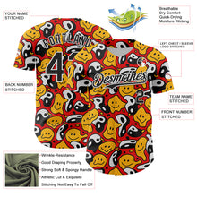 Laden Sie das Bild in den Galerie-Viewer, Custom Red Black-White 3D Pattern Design Funny Cartoon Emoji Smile Face And Yin Yang Authentic Baseball Jersey