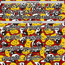 Laden Sie das Bild in den Galerie-Viewer, Custom Red Black-White 3D Pattern Design Funny Cartoon Emoji Smile Face And Yin Yang Authentic Baseball Jersey