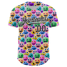 Laden Sie das Bild in den Galerie-Viewer, Custom White Black 3D Pattern Design Funny Cartoon Emoji Face Authentic Baseball Jersey