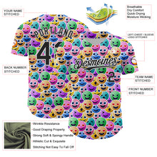 Laden Sie das Bild in den Galerie-Viewer, Custom White Black 3D Pattern Design Funny Cartoon Emoji Face Authentic Baseball Jersey
